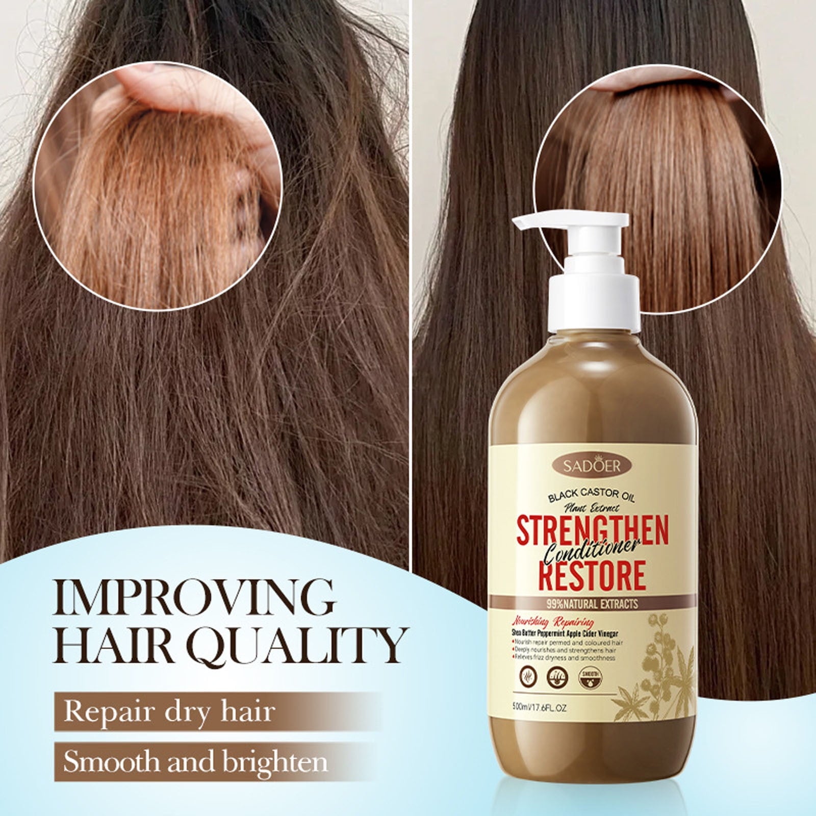 Black Castor Oil Nourishing Repairing Conditioner Improves Frizz Conditioner Multi-active Nutriton for Damaged Hair 500ml