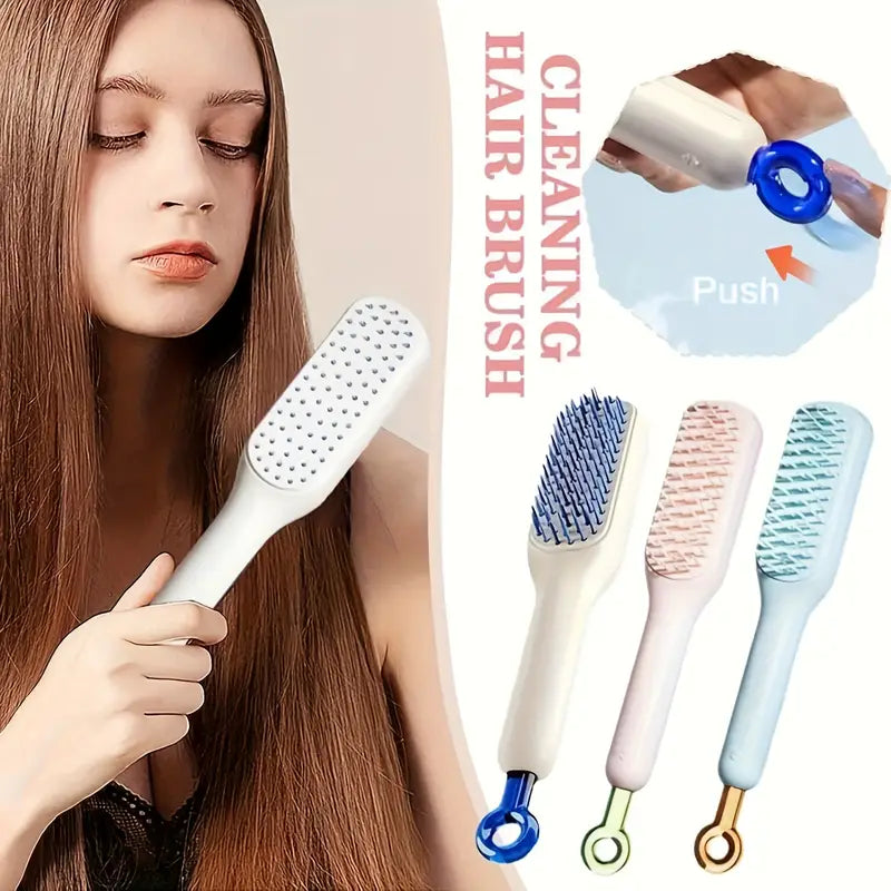 Easy-Clean Self-Cleaning Hair Brush - Anti-Static, Scalp Massaging Comb for All Hair Types | Perfect Gift for Women