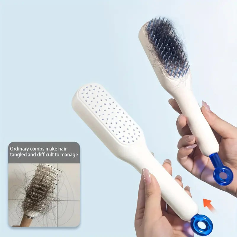 Easy-Clean Self-Cleaning Hair Brush - Anti-Static, Scalp Massaging Comb for All Hair Types | Perfect Gift for Women