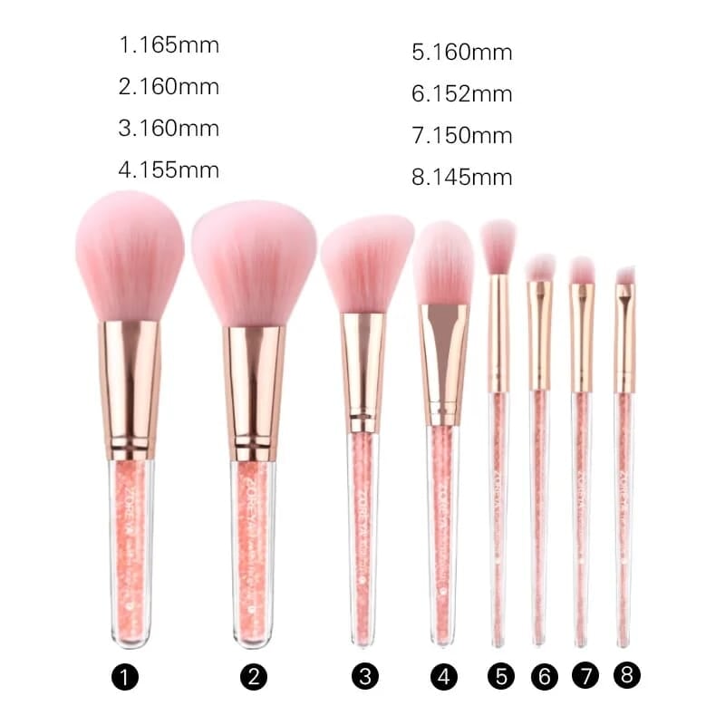 ZOREYA 10PCS Pink Crystal Foundation Makeup Brushes My Store 