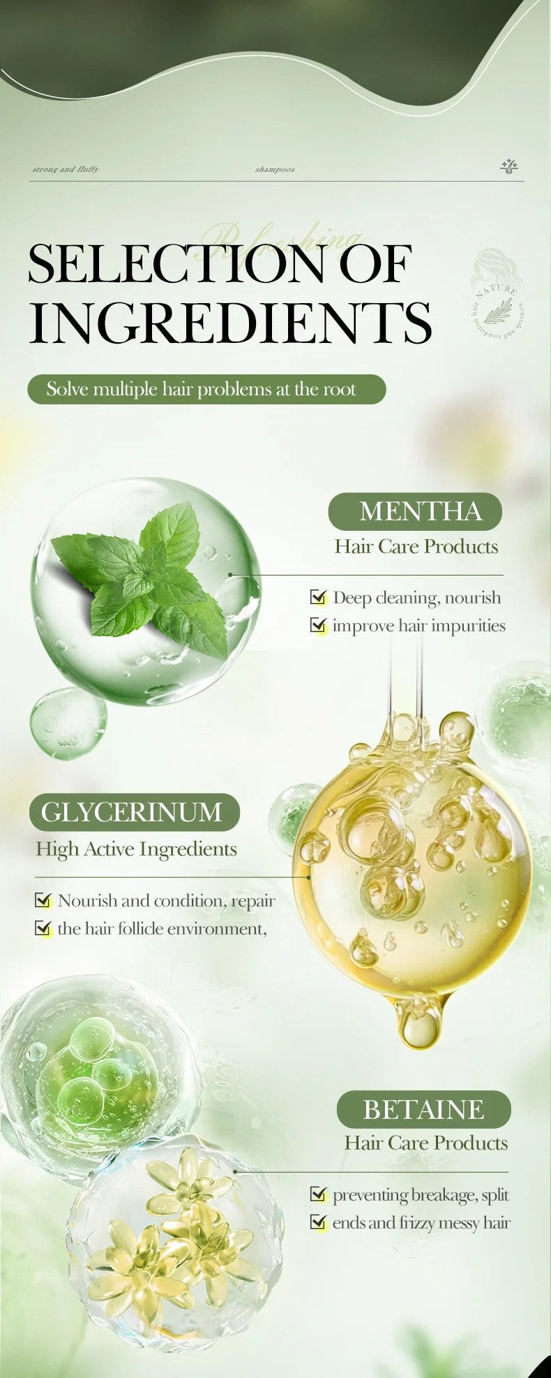 SADOER Mint Rosemary Strong Fluffy Shampoo