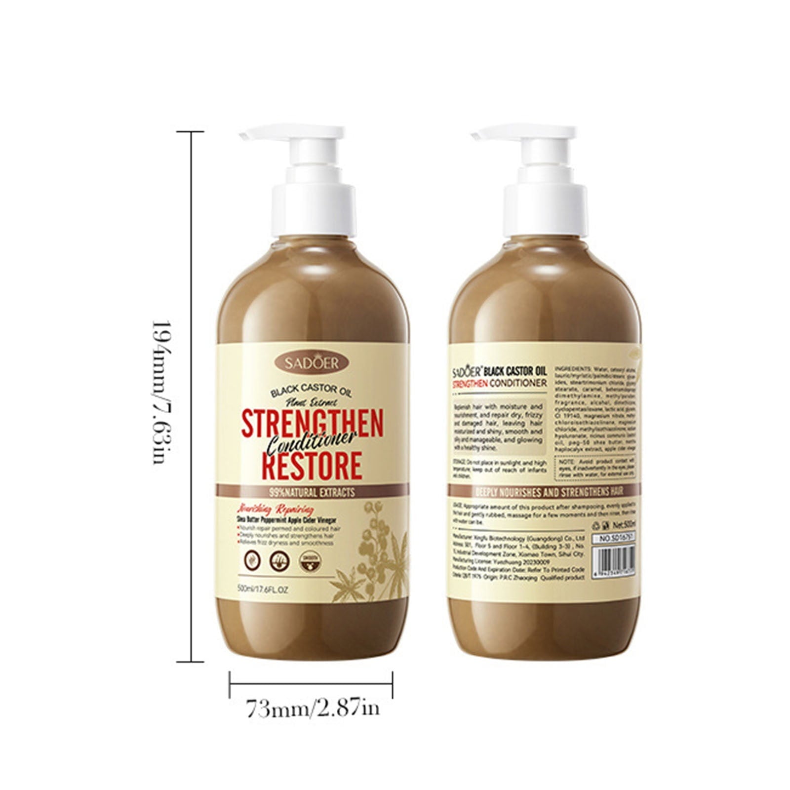 Black Castor Oil Nourishing Repairing Conditioner Improves Frizz Conditioner Multi-active Nutriton for Damaged Hair 500ml