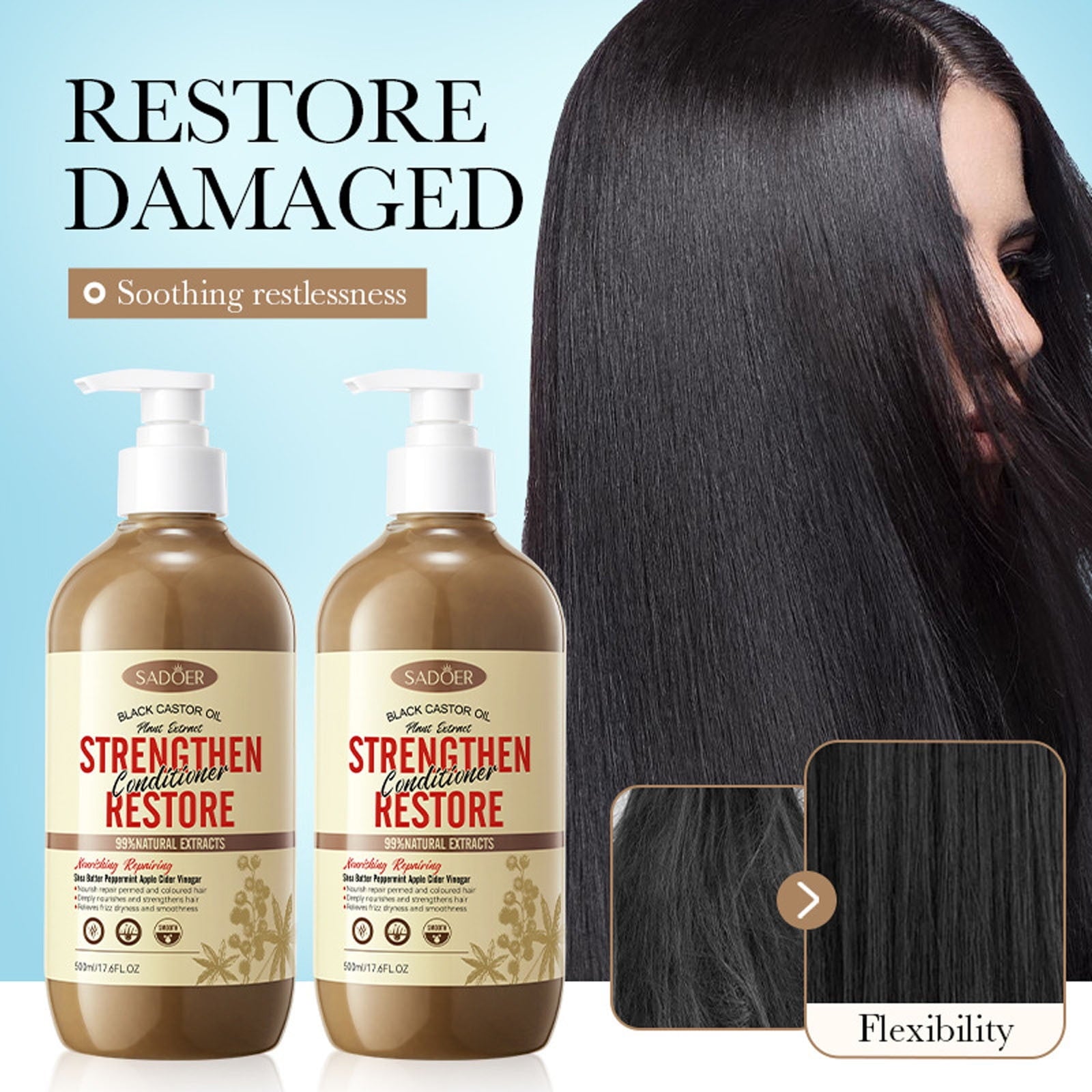 Black Castor Oil Nourishing Repairing Conditioner Improves Frizz Conditioner Multi-active Nutriton for Damaged Hair 500ml